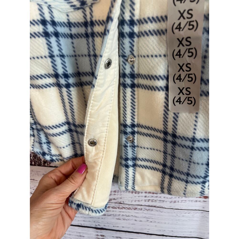 Members Mark Girls Sherpa Lined Shacket Blue Cream Size XS (4/5) NWT - Picture 4 of 16